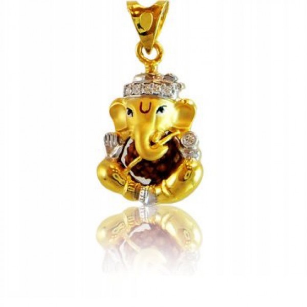 Ganesha Diamond and Ruby Pendant